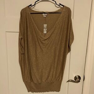 NWOT SZ 2X SPARKLY GOLD BLOUSE